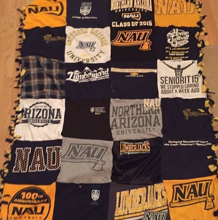 NAU's tweet photo. What to do with your collection of shirts? Turn them into a quilt and snuggle up with your memories. 📷: Lauren Dautrich. https://t.co/mxDg7rW0UK