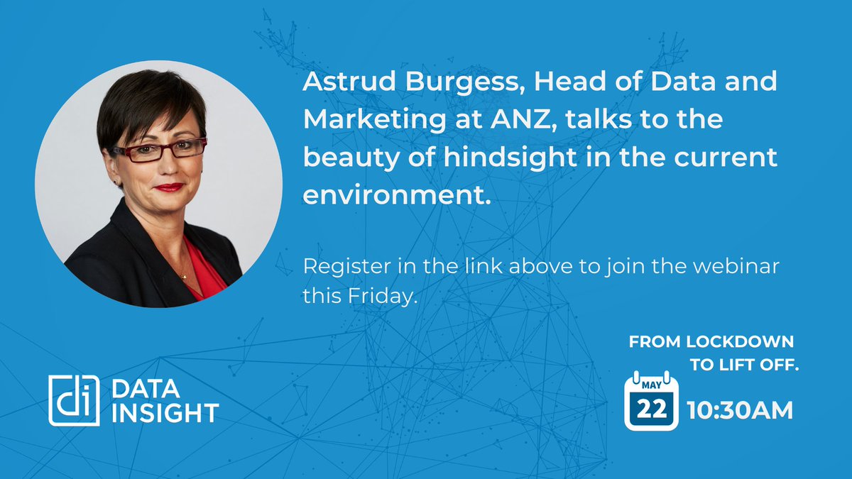 datainsightNZ's tweet photo. Join @AstrudBurgess on our panel of #DataLeaders with @CarmenVicelich this Friday 22nd at 10.30am for our webinar - From lockdown to lift off. Register to attend for free here https://t.co/Bhya3AYQJV #datainsights #dataanalytics https://t.co/Rv7B6U1N6Q