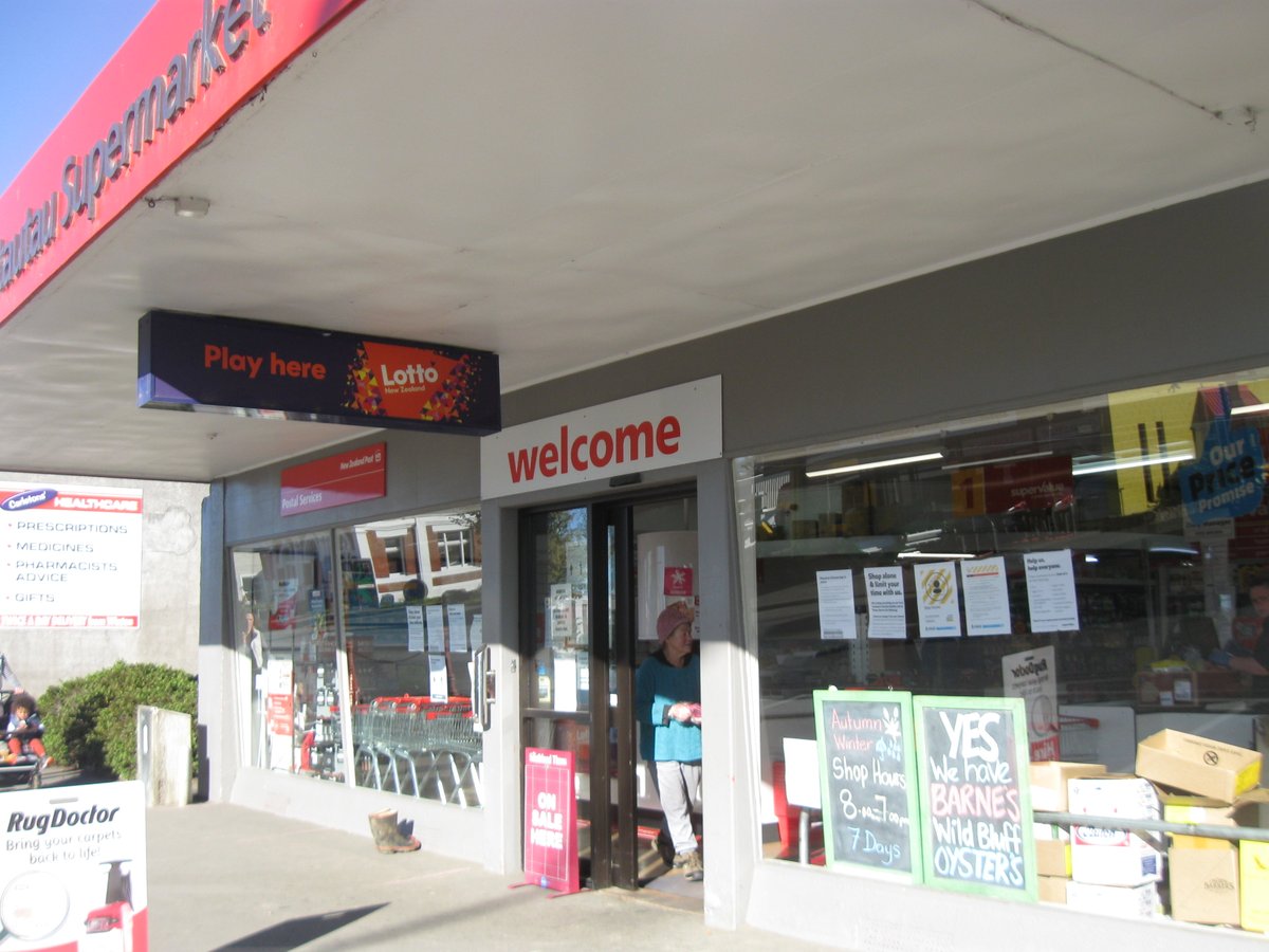 More in my pre & post-covid photodocumentary of our Main Street, Otautau: Originally Seehof's Hall, then a General Merchants with many different owners, after this it became Ernie Wrights new shop, then PriceCutter & now, Supervalue: