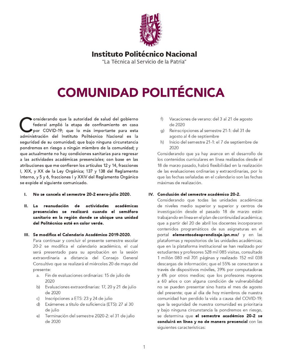 SecretariaIPN's tweet photo. 🔴Información importante para la #ComunidadPolitécnica sobre el plan de conclusión del semestre 20-2 y el inicio del próximo semestre escolar.

➡️ https://t.co/79L5zbLA4r https://t.co/Haj9B7nNoN