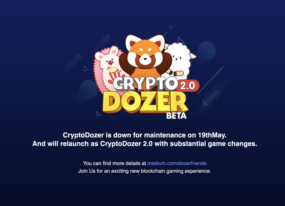 DozerFriends's tweet photo. Seeing this page at CryptoDozer?

Don't worry, it's all part of our planned metamorphosis to CryptoDozer 2.0!
#GamingNews #ETH #NFT #blockchaintechnology
#BlockchainGames #crypto #blockchain #collectibles #dapp
#GameDapps #BlockchainNews 
#mobileGaming #CryptoGames #DozerFriends https://t.co/EeXXavSxga