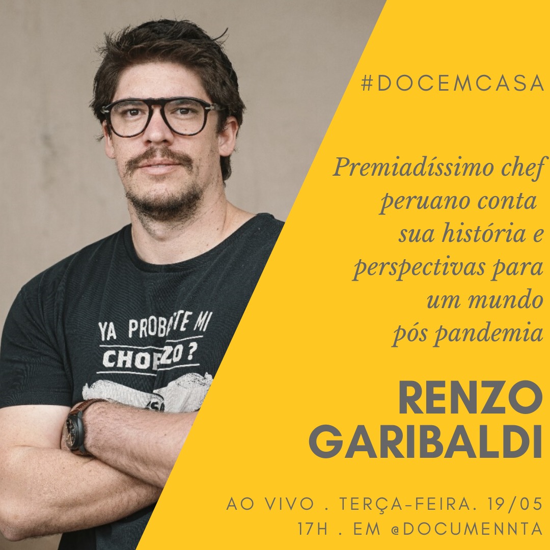 documennta's tweet photo. Vamos receber o #DocEmCasa de amanhã, às 17h, o renomado chef peruano @renzo_garibaldi! Ele vai contar um pouco da sua história, dividir perspectivas para um mundo pós-pandemia e muito mais. Prepare todas as suas perguntas e não perca!

#ficaemcasa #stayhome #docemcasa https://t.co/kpGHOmaQCh