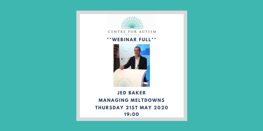 autismcentre's tweet photo. Jed Baker’s webinar on Managing Meltdowns scheduled for Thursday 21st May is now oversubscribed and registration is closed. 

A recording of the session will be available on our FB page and VLE site on Friday 22nd May. 

#Sorry #MCA #ManagingMeltdowns #registrationclosed https://t.co/SSJh7190u7