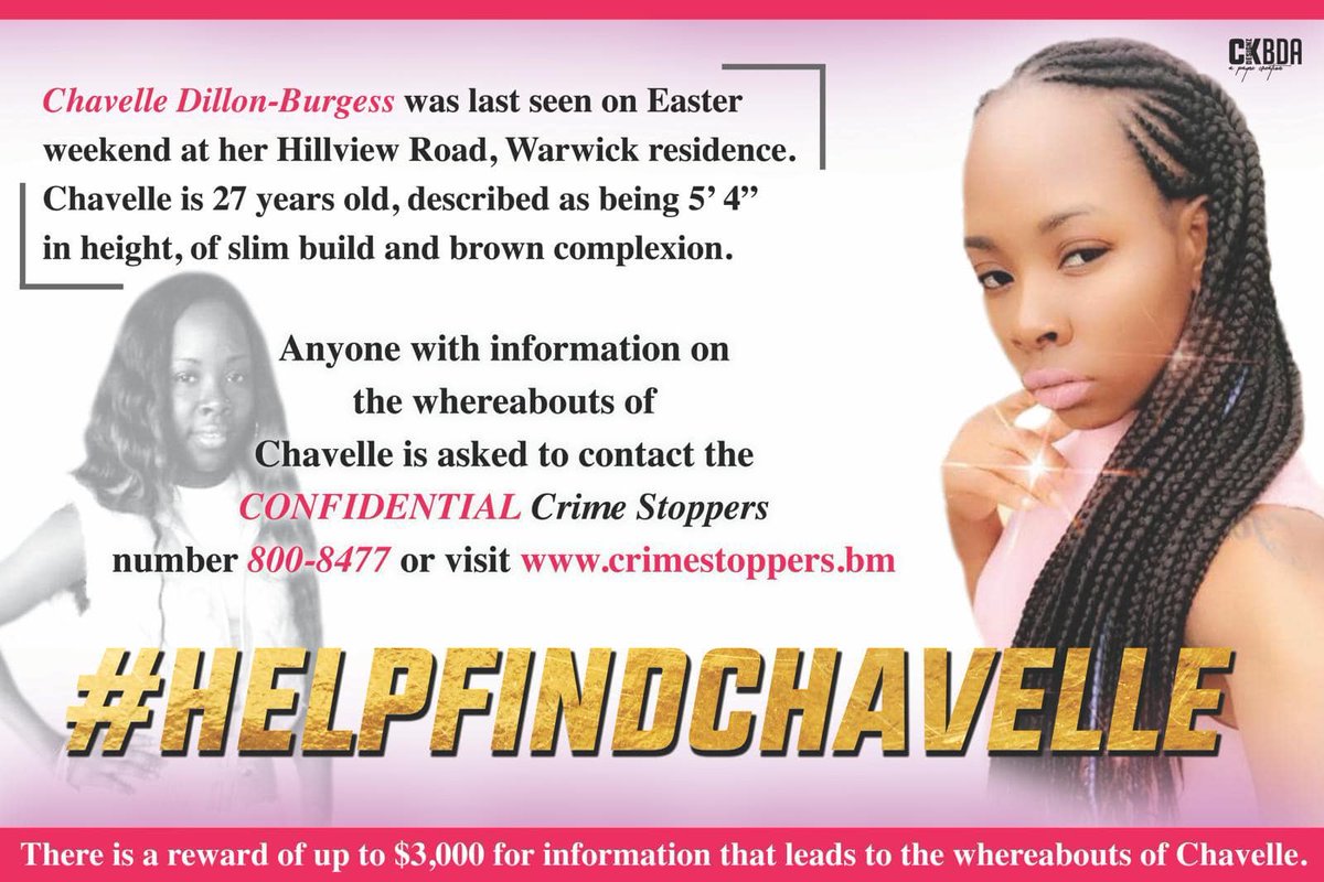 bermudapride's tweet photo. #Bermuda 🇧🇲 lets find 👀Chavelle Dillon-Burgess! She's been missing for too long now! 🙏🏾 #helpfindchavelle https://t.co/bIU6RslsFS