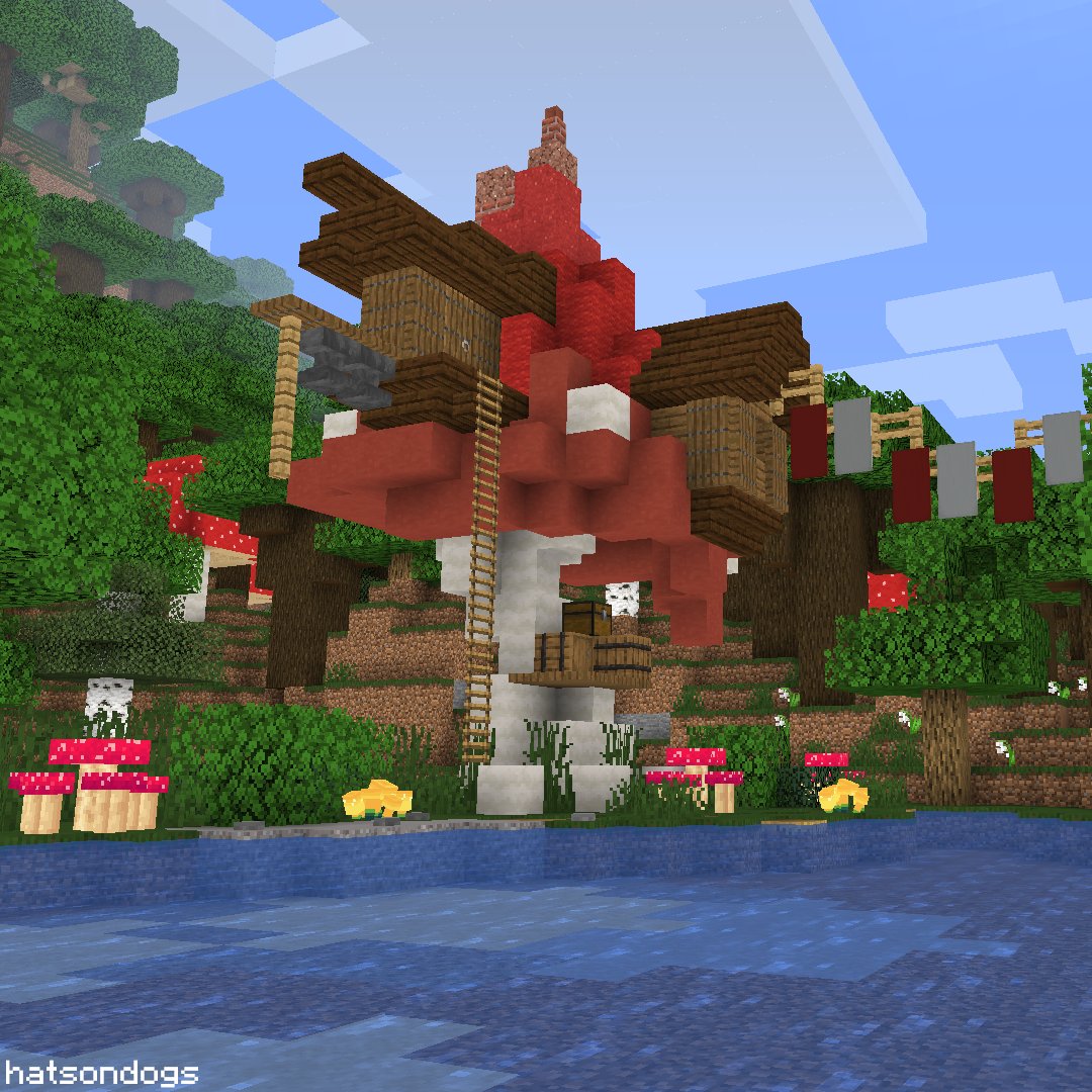 Hatsondogs On Twitter Biomecember Day 1 Dark Oak Forest When I Think Of The Dark Oak Forest I Think Of Giant Mushrooms So I Built A Giant Mushroom That Has Been