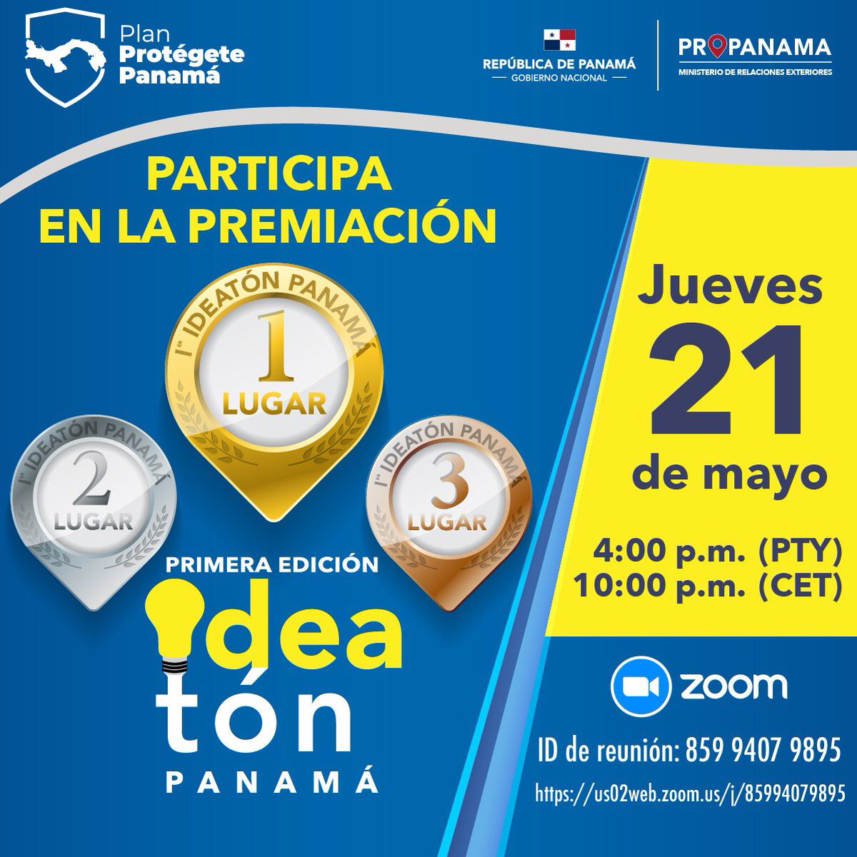 AMOTTAPANAMA's tweet photo. Este concurso de ideas es excelente idea.

Para quiénes quieran accesar a ver la premiación:

Jueves 21 de mayo a las 4:00pm 

ZOOM
https://t.co/LXCbJBE60P

#TodosSomosUno https://t.co/32jtnFxiZ2