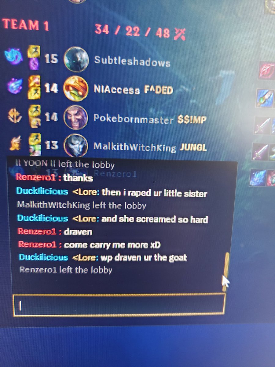 Squonkt's tweet photo. @RiotSupport i hope you guys actually do something about this because i know for a fact its happened before and you do nothing about it. Its fucking disgusting https://t.co/ob2xghWJUN
