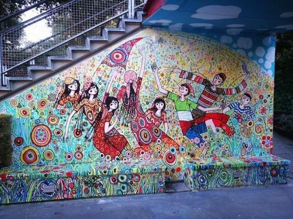 Wonderful piece of #street-art in #Italy (#Toscana ) "#Pinocchio (or #Buratino) is playing with local kids, while journey to #Tajikistan". By #FarrukhNegmatzade.