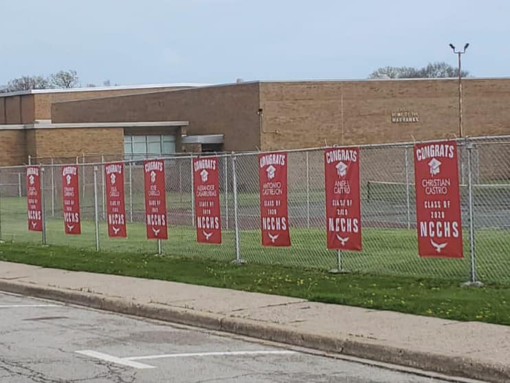 nccusd's tweet photo. D187 is SO proud of the Class of 2020! Be sure to drive down Lewis Ave &amp; 17th St. to see the personalized banners for each of our graduates! CONGRATULATIONS @NCCHS_WARHAWKS! @John_P_Price @YesyMSanchez #TeachD187 #d187together #d187juntos #ClassOf2020 https://t.co/VzmuSYkMAV