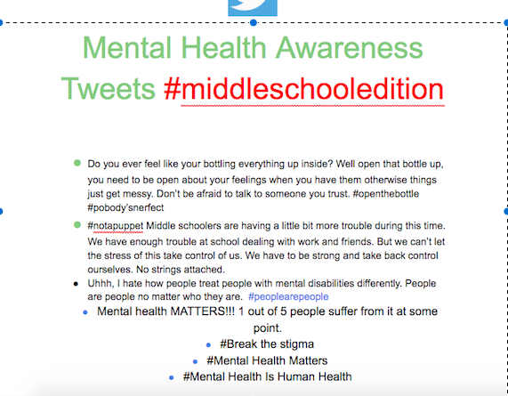 Coach_P17's tweet photo. I challenged my students to create #MentalHealthAwareness tweets for #MentalHealthAwarenessMonth . Here is what they came up with. #mentalhealth #wearemcdougle https://t.co/6huYSYQFEQ