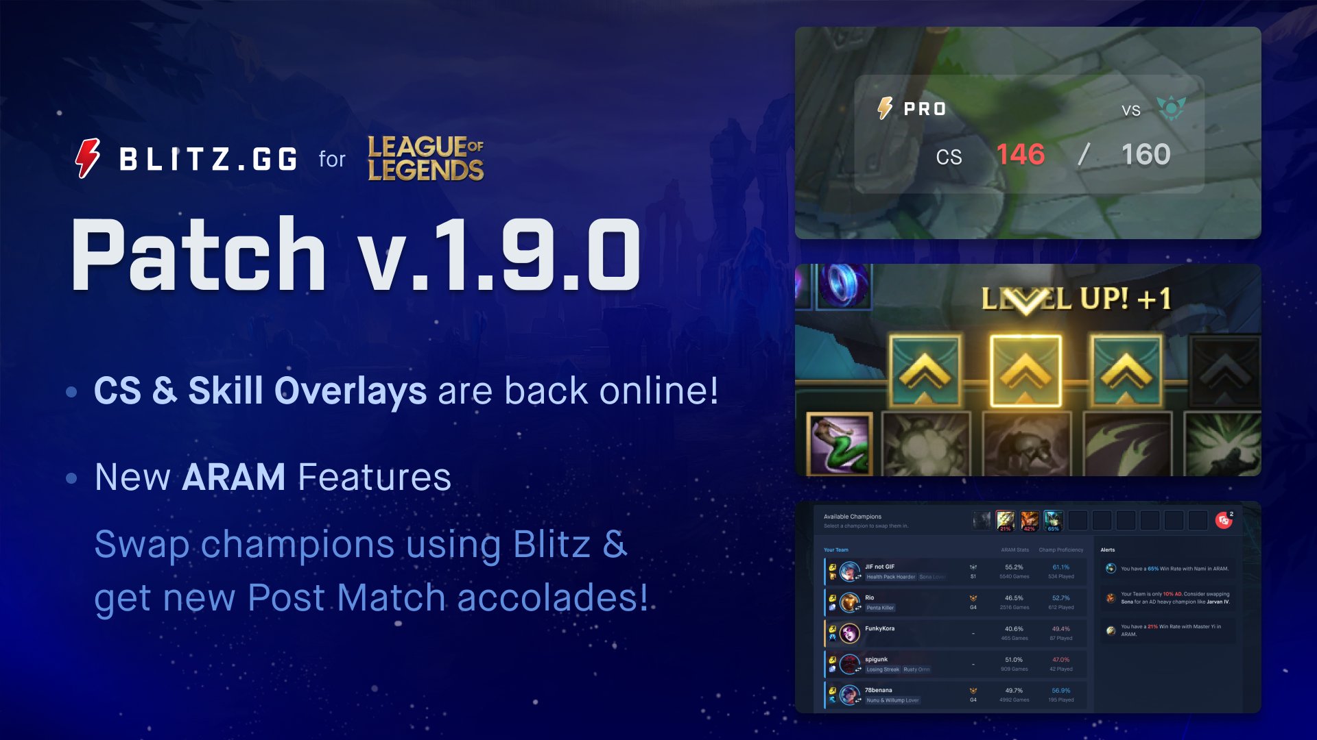 Blitz App on X: New. League of Legends. Features. The long