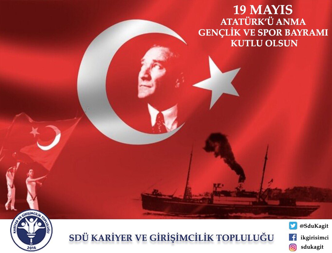 “Ey yükselen yeni nesil, gelecek sizindir. Cumhuriyet’i biz kurduk; onu yükseltecek ve sürdürecek sizsiniz.”
Mustafa Kemal Atatürk 
19 Mayıs Atatürk’ü Anma Gençlik ve Spor Bayramımız Kutlu olsun.🇹🇷
#19mayısatatürküanmagençlikvesporbayramı