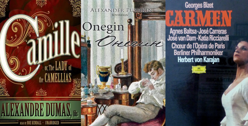 three opera poster/book artwork