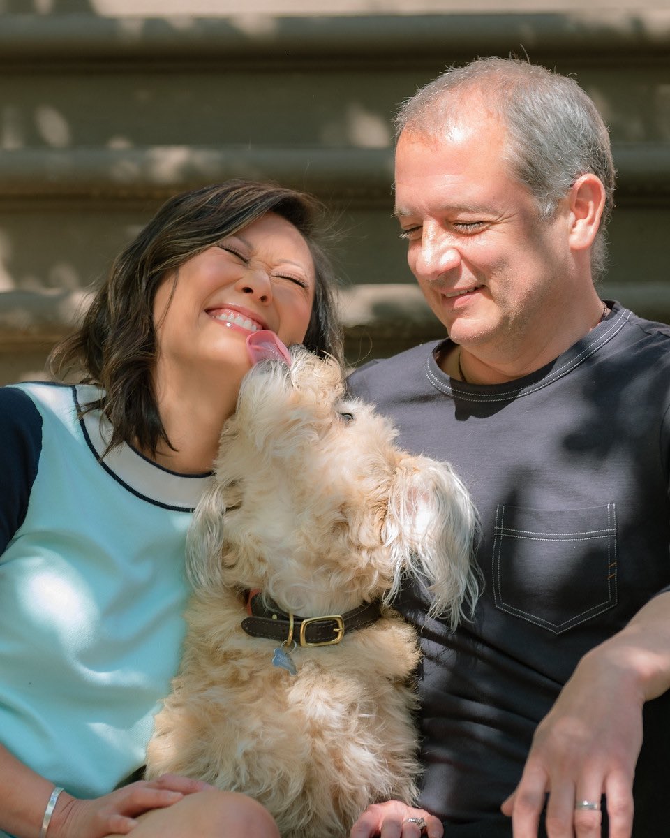 susantran's tweet photo. #139/366 Grateful to photographer Ryan Murphy (https://t.co/5FQfnvXFaM) for including us in the #FrontStepsProject. He was kind enough to get some pix of the hubs, #MargaretTheDog and me. And we got to help @FeedingAmerica! #Gratitude2020 https://t.co/RdGeZRwShT