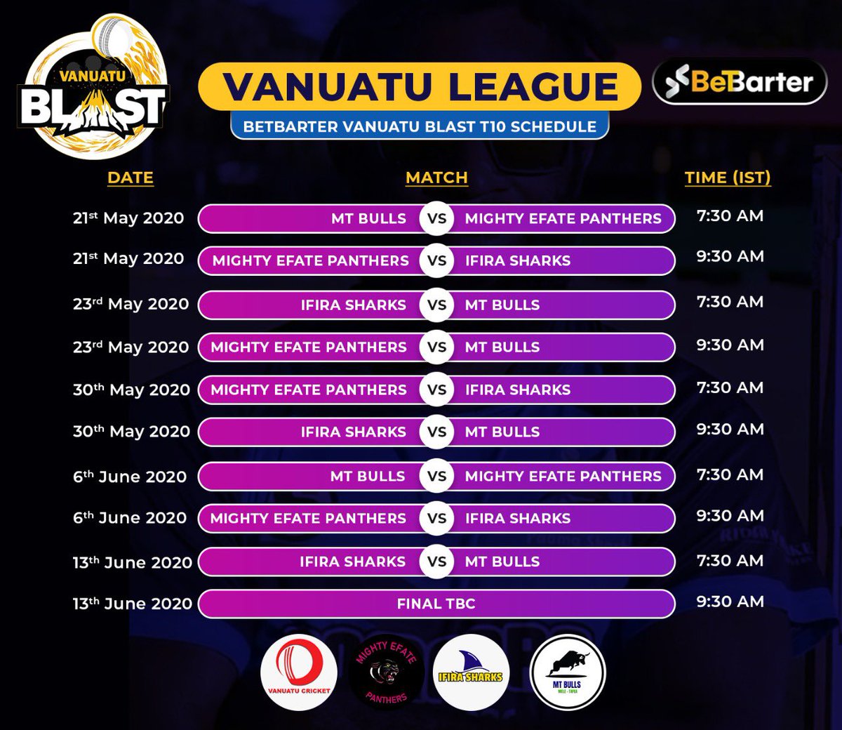 t10 league schedule