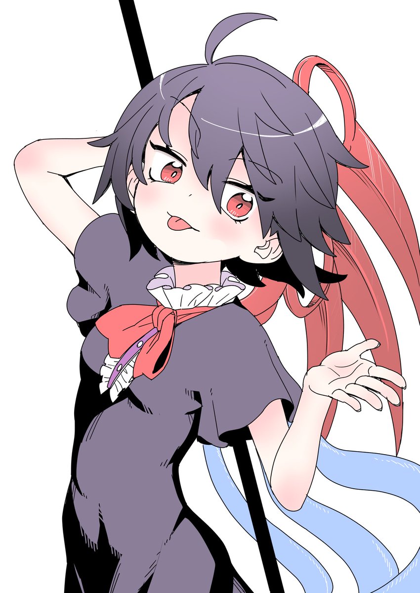 houjuu nue 1girl solo wings tongue dress asymmetrical wings red eyes  illustration images
