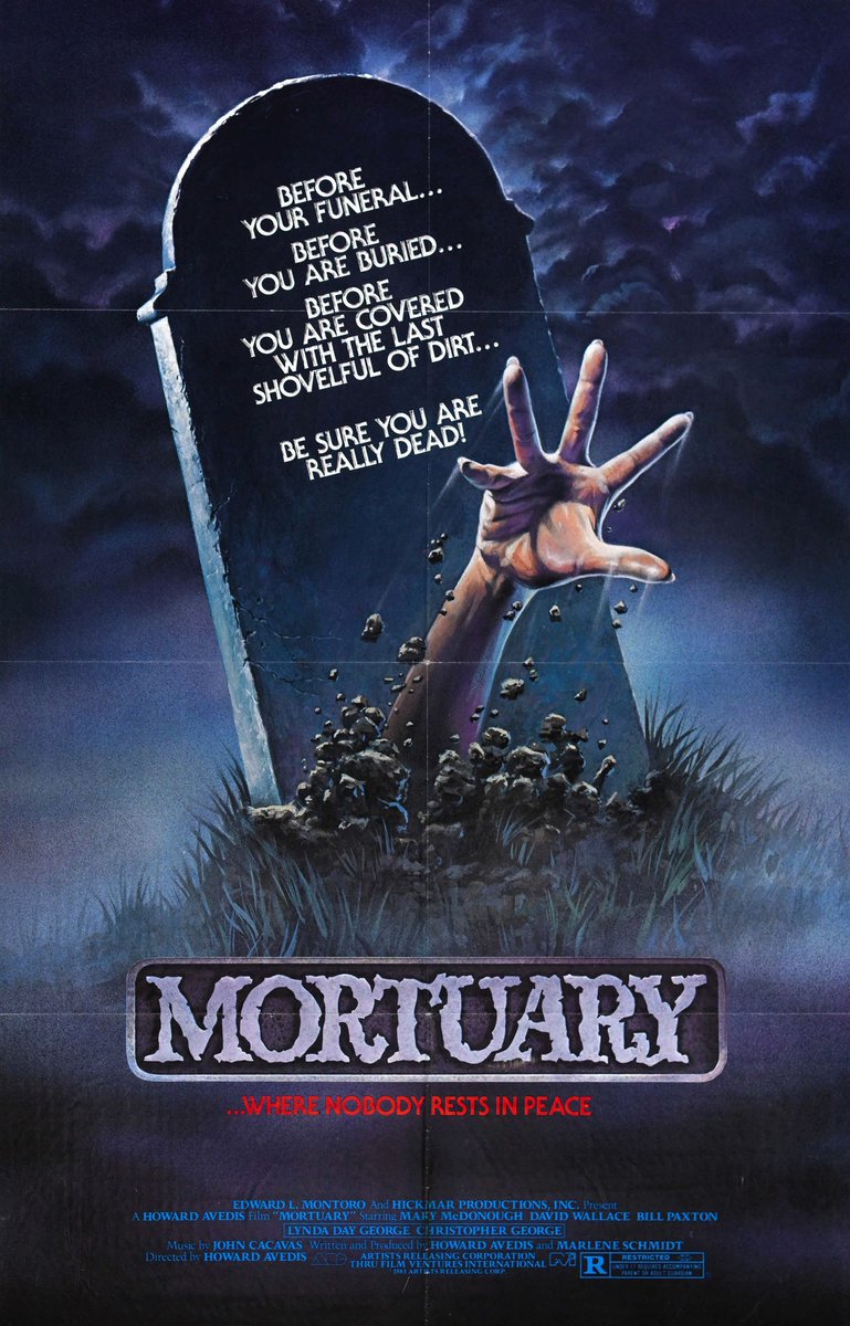 Mortuary (1983)
Extremely misleading poster for a film that is actually a Psycho-esque thriller. A pleasantly perverse role for a young Bill Paxton and amazing dialogue like, 'I wasn't at my warehouse last night and I've never had a séance with a bunch of women' keep it alive.
