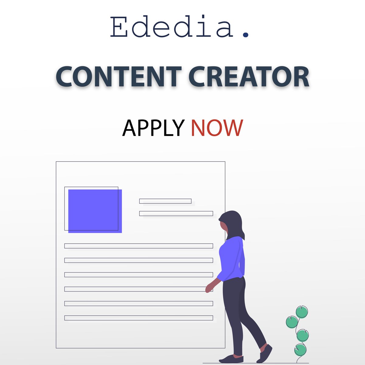 Ededia_eg's tweet photo. We're looking for talented, creative, and passionate #ContentCreator  for a startup located in #Alexandria .
with an average experience of 2-5 years at any of these fields
#Ededia https://t.co/eMqF4JLgvP