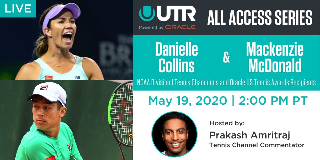 UTR Sports (@utr_sports_) on Twitter photo Tune into the UTR All Access Series live at 2pm PT tomorrow to join Danielle Collins (WTA #51) and Mackenzie Mcdonald, NCAA Division 1 Tennis Champions and Oracle US Tennis Awards recipients, for a Q&A hosted by <a href="/PrakashAmritraj/">Prakash Amritraj</a> #UTRallaccess Tune into the UTR All Access Series live at 2pm PT tomorrow to join Danielle Collins (WTA #51) and Mackenzie Mcdonald, NCAA Division 1 Tennis Champions and Oracle US Tennis Awards recipients, for a Q&A hosted by <a href="/PrakashAmritraj/">Prakash Amritraj</a> #UTRallaccess