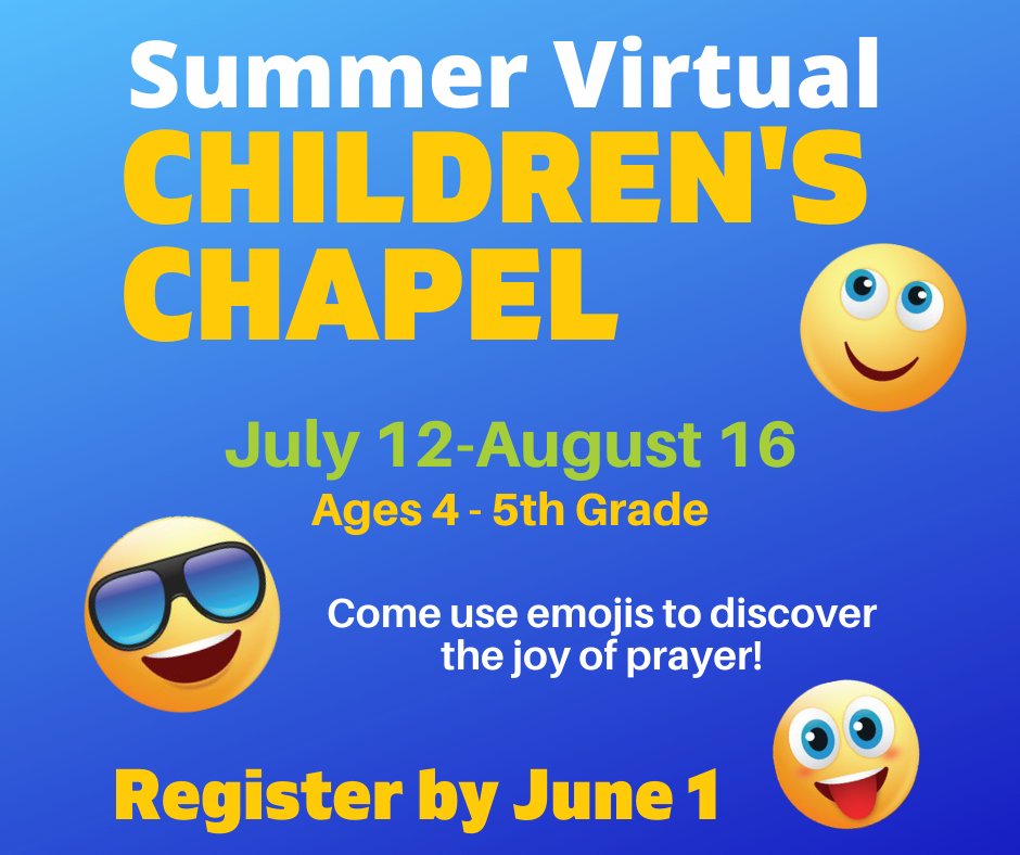 StBartsPoway's tweet photo. Summer Children's Chapel for ages 4 through 5th grade will be virtual this year. Please register by June 1 so that we can get supplies ready and delivered to families. https://t.co/ToyVKervKf