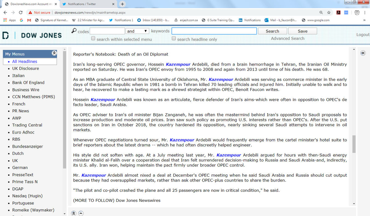 In the cantankerous OPEC choir, Hossein Kazempour's thunderous tone will be missed. Because they bristled at Saudi tight control of the cartel, those outside the Persian Gulf confided they appreciated the plain-spoken Iranian official. His was often the voice of the voiceless.