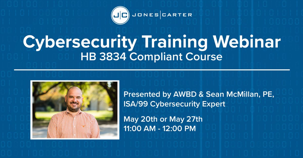 QuiddityEng's tweet image. Sean McMillan, in partnership with the AWBD, is teaching an HB 3834 compliant cybersecurity webinar for water district directors. Visit our Industry Insight to learn more and register for the event! #cybersecurity loom.ly/Qls_XvM