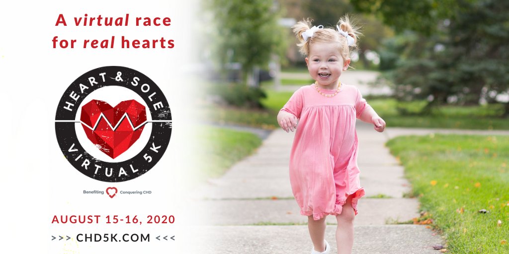 conqueringchd's tweet photo. We are excited to announce that this year's Heart and Sole 5K will be a nationwide virtual race benefiting Conquering CHD! Get ready to cross the virtual finish line with us on August 15th-16th! Sign up at https://t.co/cu5rxzIFyL
#5KBecause #Heart&Sole #Virtual5K #ConqueringCHD https://t.co/sKjHKyCAiG