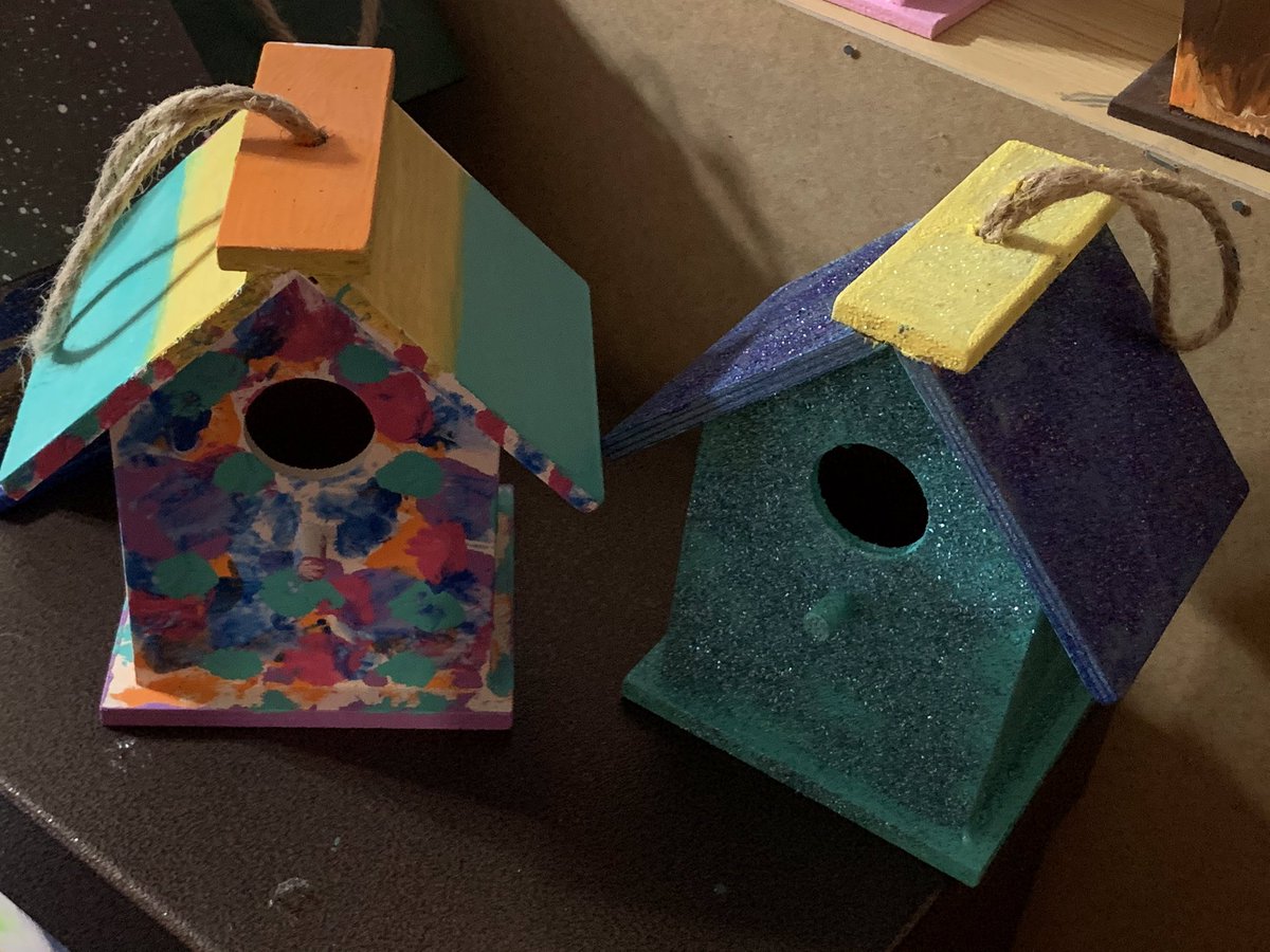 CathyChauvin's tweet photo. Joe’s birdhouses - he is donating all of his profit from the birdhouses to TJ Stables! They have been amazing to Joe and enabled him to ride horses again! #communitystrong #blessed @MoeChauvin @LEROISHAWN @michchauvin https://t.co/ZDfwsLjW9M