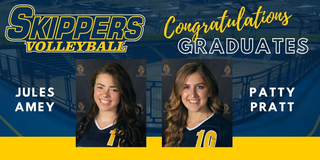 sc4_volleyball's tweet photo. Congratulations, Jules and Patty on graduation! We are so proud of you both. Best of luck to each of you, in your new-found GLIAC rivalries. May a SKIPPER always win! 😉 #SkipperPride #ForeverASkipper #JuCoRoute https://t.co/cbMOjikiJ5