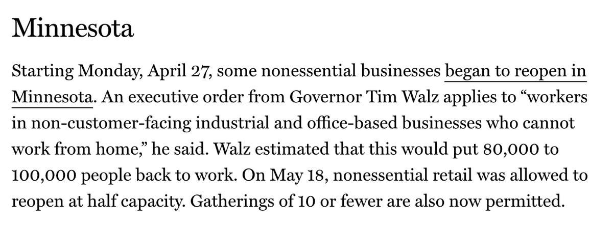 Minnesota looked like it had finally peaked and started to trend downwards, but started re-opening on 4/27 for offices and industrial businesses.Their daily numbers have started increasing again, and seem to be headed in the direction of higher-than-ever.