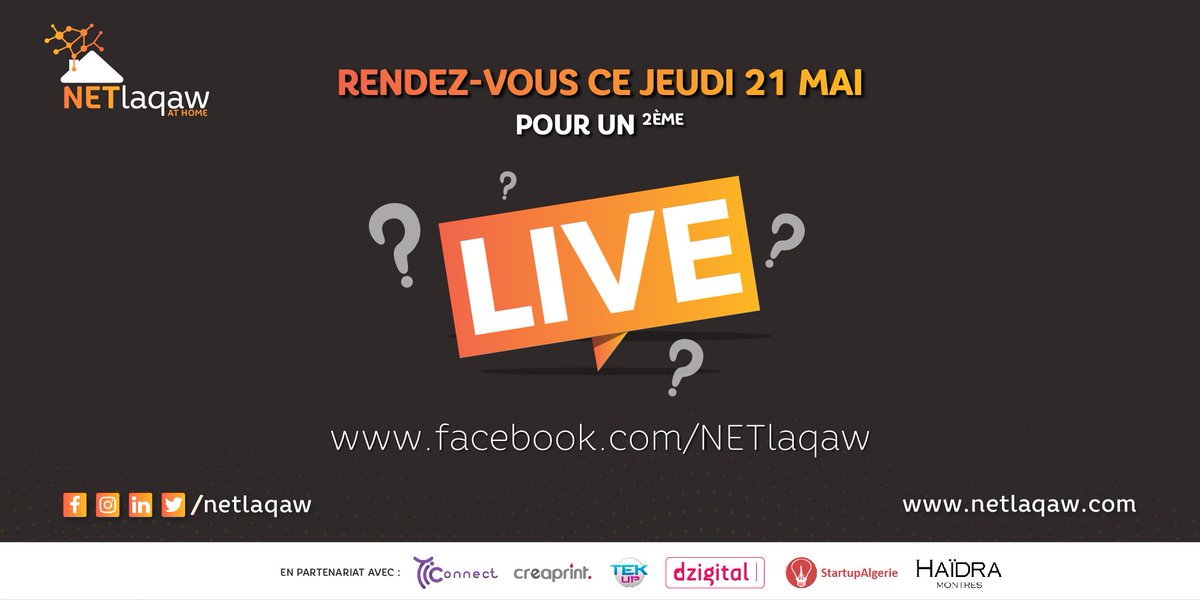 Vous avez apprécié l'échange partagé avec nous jeudi passé⁉️ Nous renouvelons 🔄 le rendez-vous ce jeudi  21 mai.                                                                                                                                    Soyez à l'heure 😉
#NETlaqawAtHome
