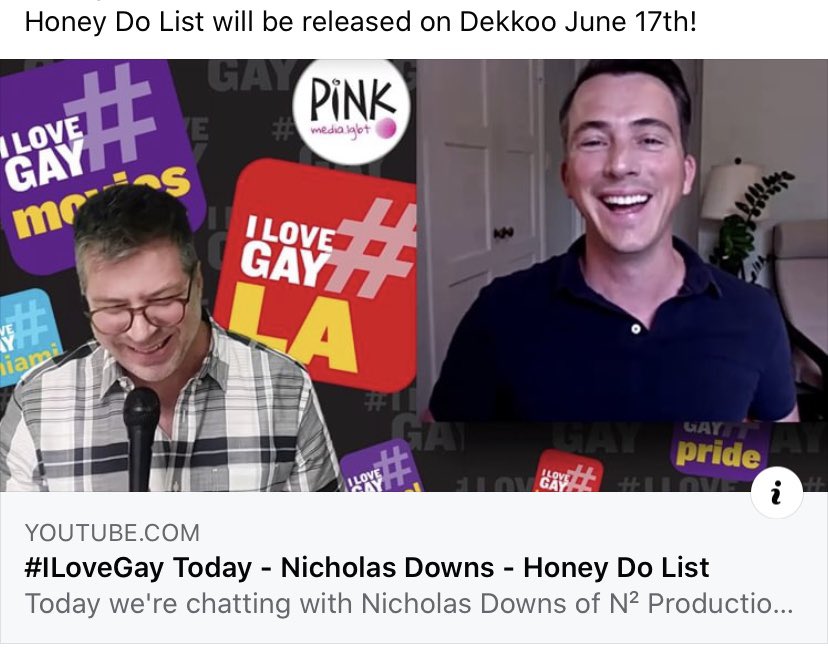 I had a blast chatting with <a href="/MattSkal/">Matt Skallerud 🔆</a> today about my directorial debut, Honey Do List and all about the short film world. youtu.be/ER8cwbP_DCY                                            <a href="/MyDekkoo/">Dekkoo</a> <a href="/ILoveGayMovies/">#ILoveGay Movies 🎬</a> #ilovegay