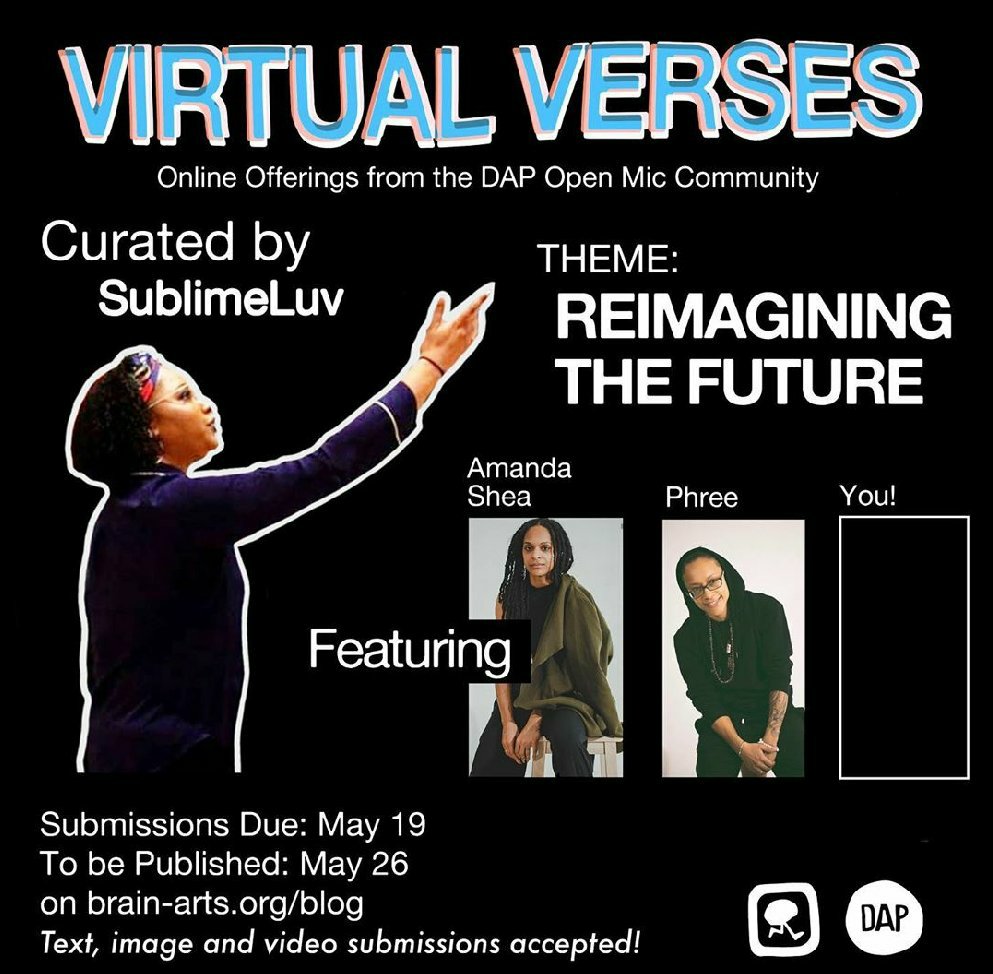 brain_arts_org's tweet photo. Be sure to get your #VirtualVerses submissions in by tomorrow 5/19. Send them via: https://t.co/eeF0UaYB2x
Brought to you by the @dotartproject #DAPopenmic community ππ΅πΆ https://t.co/yJ8cxjJQKn