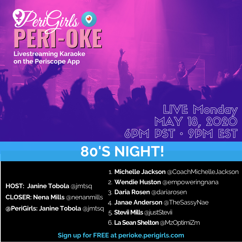 ThePeriGirls's tweet photo. TIME FOR #MusicMonday!
Join us at 6PM PST TONIGHT May 18th for @ThePeriGirls #Perioke on the #Periscope App
These amazing #livestreaming ladies will be singing their hearts out to your favorite tunes!
Tonight's theme is 80โs Night!
See you there! https://t.co/SakiPymUgO