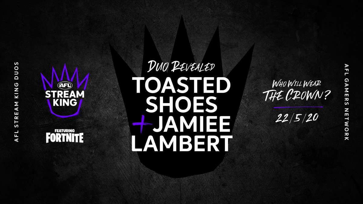 Here's our newest #StreamKing duo! <a href="/ToastedShoes/">Toasted</a> and <a href="/CollingwoodAFLW/">Collingwood AFLW</a> player <a href="/JaimeeLambert/">Jaimee Lambert</a>! 👑