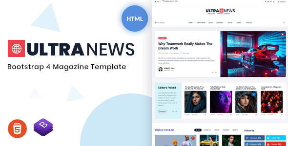 AliThemes's tweet photo. https://t.co/rEqKRF6pz0

UltraNews is a powerful, multipurpose and modern Bootstrap 4 magazine template with pixel perfect design, outstanding features, fully responsive and mobile-friendly. https://t.co/GIVwyTQLgl