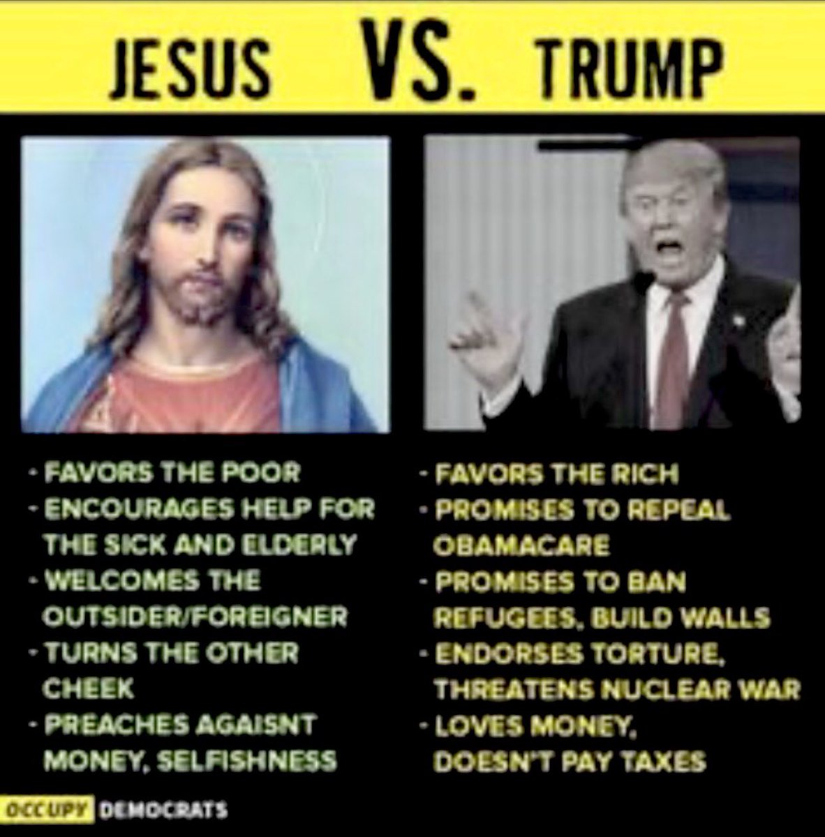 socalaura's tweet photo. @dvillella @realDonaldTrump Trump is trying to shore up his religious voters by pretending to care about the Pope #FakeChristian https://t.co/1FDptUOd1Y