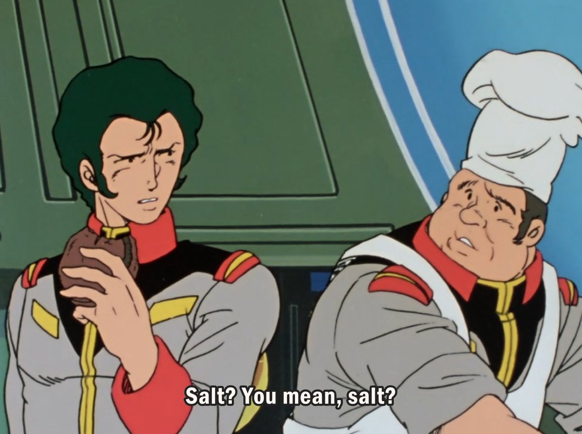 They're out of Salt, eh?COINCIDENTALY, the preview last time said that Char was going to show up in this episode.... MAKES YOU THINK (im thinkin' char's pretty salty. charred and salt grilled.)