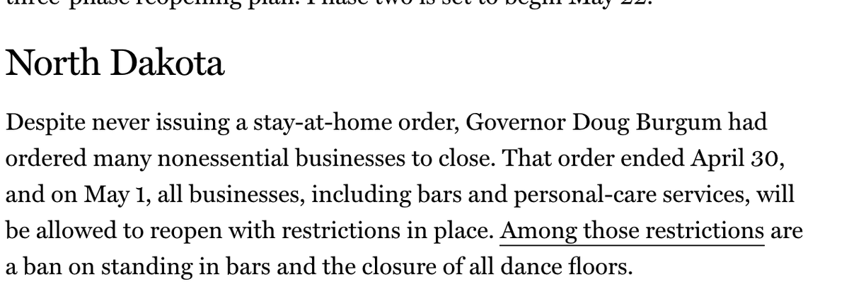 North Dakota re-opened with some restrictions 5/1.They'd seemed to have peaked or at least plateaued, but now they're seeing their highest daily case growth rates to date, and the numbers are going up fast.
