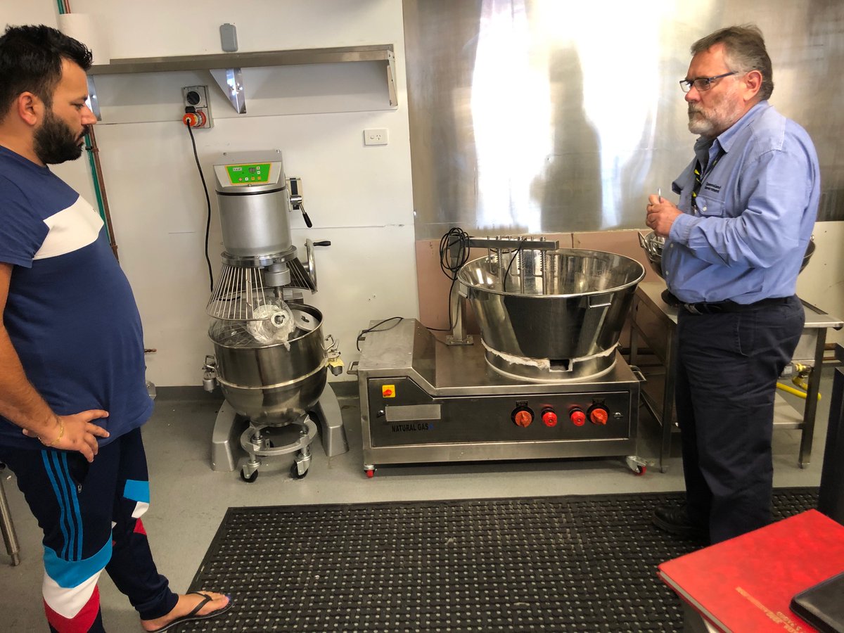 GasSafetyQld's tweet photo. Our Petroleum and Gas team assisting new business owners, Khatta Meetha Indian Sweets and Restaurant, with understanding gas compliance and being gas safe. https://t.co/HHRFB1tty1