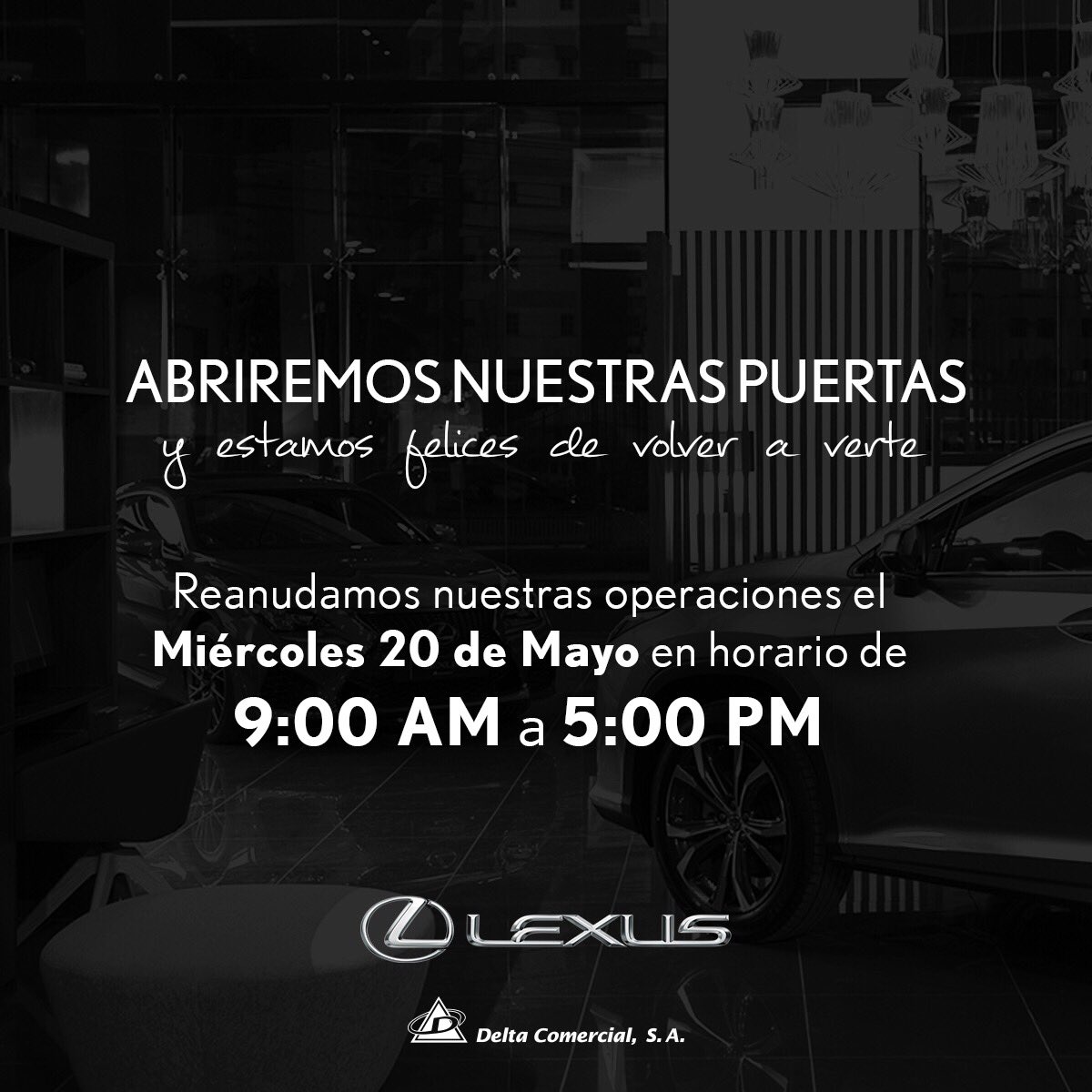 Lexus_rd's tweet image. ¡Estamos felices por volver a verte! 
El miércoles 20 abriremos nuestras instalaciones de taller, mantenimiento y ventas a partir de las 9:00 AM a 5:00 PM. 

Pronto estaremos compartiendo el protocolo y habilitando los canales para realizar citas.

#LexusDominicana