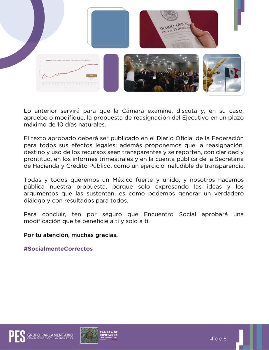 Para <a href="/PESDiputados/">Diputados Encuentro Social</a> la facultad de modificar y aprobar el PEF es exclusiva de la <a href="/Mx_Diputados/">H. Cámara de Diputados</a>, el PEF2020 se concibió en otras circunstancias, México necesita recursos y la LFPYRH tiene limitaciones. Aquí nuestra postura y propuestas sobre el art. 21 de la LFPYRH.