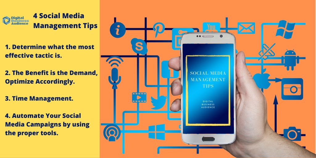 4 Social Media Management Tips

#DBA #digitalbusinessaudience #socialmedia #socialmediamanager #MarketingStrategy
#marketingtips #audience #Media #Management #digitalmarketing #smallbusinesses #USA #Canada #digitalmedia