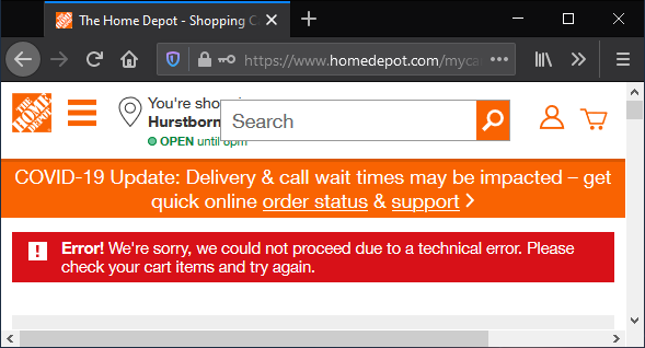 BryanSiders's tweet photo. Hey @HomeDepot, I can't buy a Rhobi P320 brad nailer on your site. I keep getting "Error! We're sorry, we could not proceed due to a technical error. Please check your cart items and try again." Maybe because it has a new, lower price? Can you help? https://t.co/7iuLslNJ4E