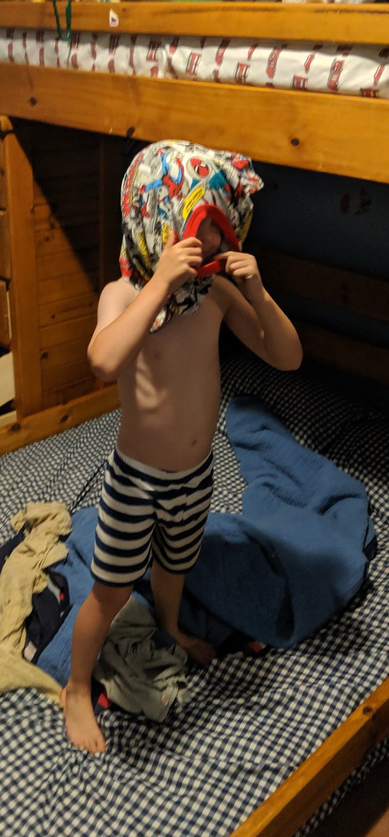 Wife: Help your son get ready for bed.
Me: He's 5 I think he can manage.
Son: