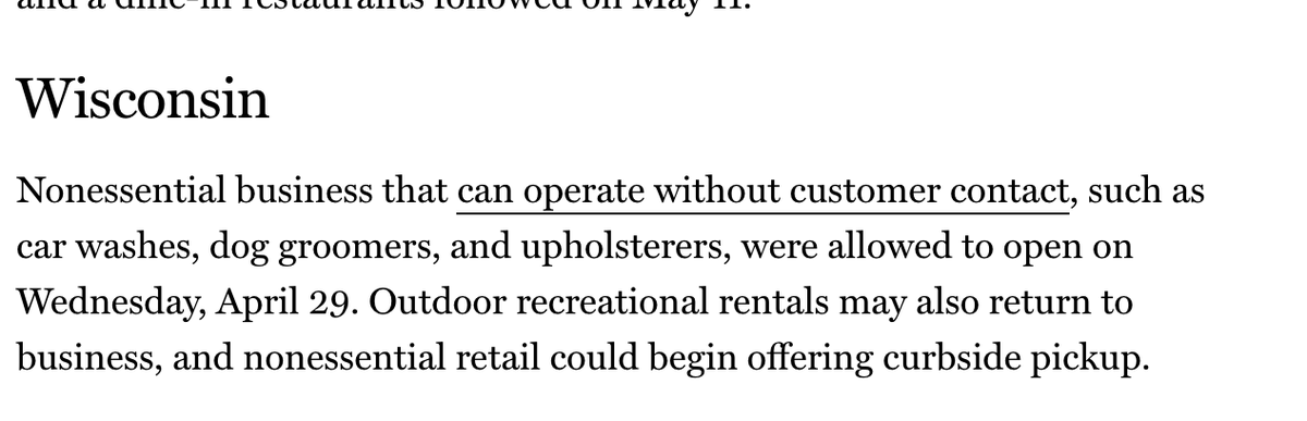 Wisconsin started limited re-openings and non-essential business curbside pickup on 4/29.They had peaked, but now they're trending right back upwards and likely to set new records on their daily new case counts.