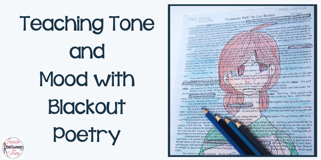 Teach__Lines's tweet photo. I love using blackout poetry in my classroom, and this is a unique twist to that activity that also teaches tone and mood! Read more in this post! https://t.co/1XQ0FWlEgt https://t.co/TtVodcRmb6