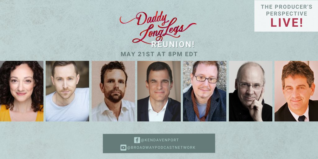 kendavenport's tweet photo. CALLING ALL @LongLegsMusical FANS!
We are reuniting the cast and creatives of the Off Bway hit this Thursday at 8pm EDT for a special fundraiser for @TheActorsFund.
Set your reminder now - https://t.co/I3vz4CEsiT
#TheProducersPerspective #TPPLIVE #TheActorsFund #DaddyLongLegs https://t.co/9PKoOiIN6h