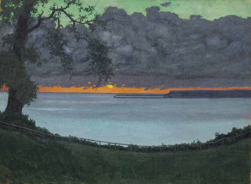 Félix Vallotton, Coucher de soleil à Grâce, ciel orangé et vert, 1918