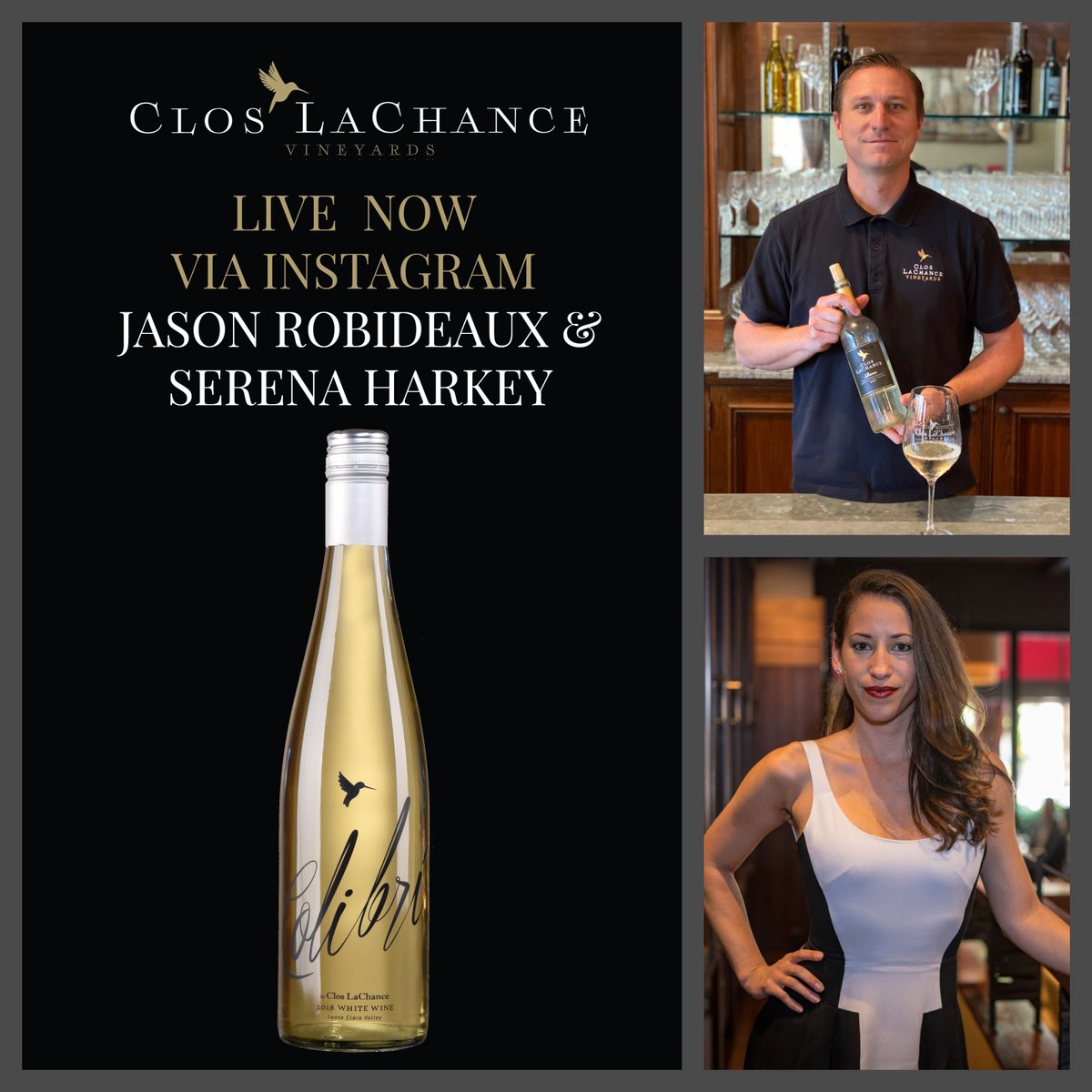 ClosLaChance's tweet photo. LIVE NOW-hosted on @ClosLaChanceWinery Instagram page. Join Winemaker Jason Robideaux and LB Steak Manager Serena Harkey as they discuss how we are working together to donate 75 meals to @BillWilsonCenter to help support the community! #LBSteak #SupportLocal #GiveBack https://t.co/D9HpKScx1n